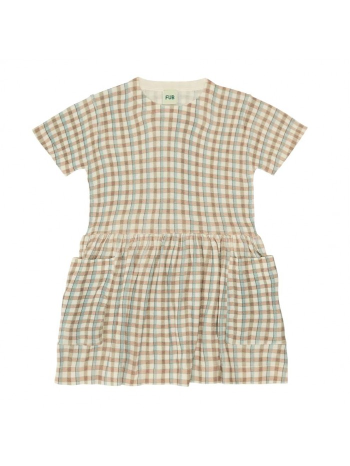 kids Checked Dress, apricot